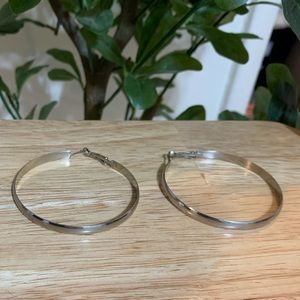 Silver Tone Hoop Earrings